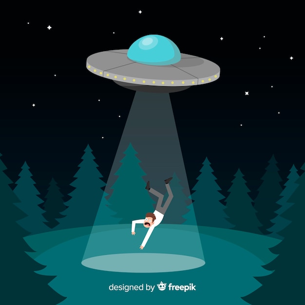 Free vector hand drawn ufo abduction concept