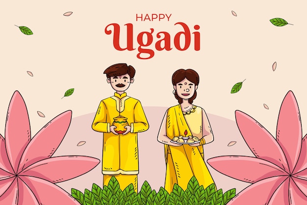 Free Vector hand drawn ugadi background