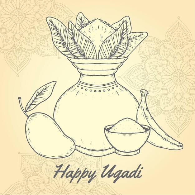 Free vector hand drawn ugadi illustration