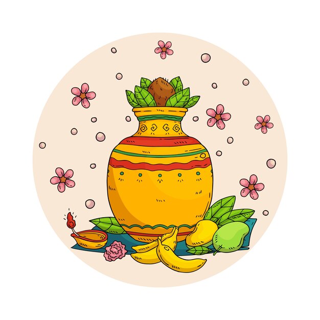 Hand drawn ugadi illustration