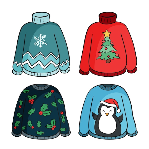 Free vector hand drawn ugly sweater collection