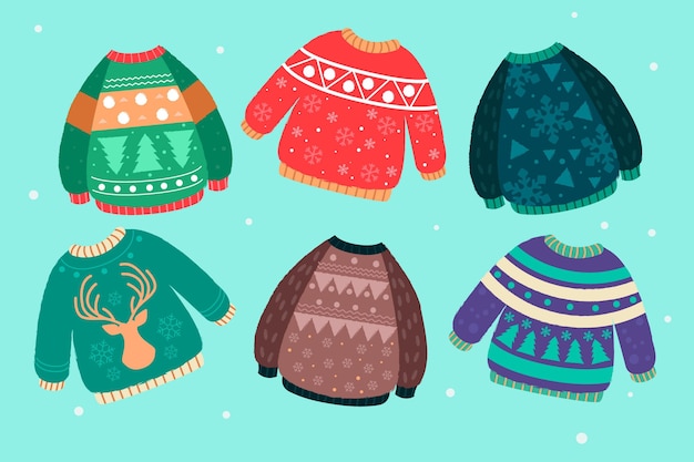 Free vector hand drawn ugly sweater collection