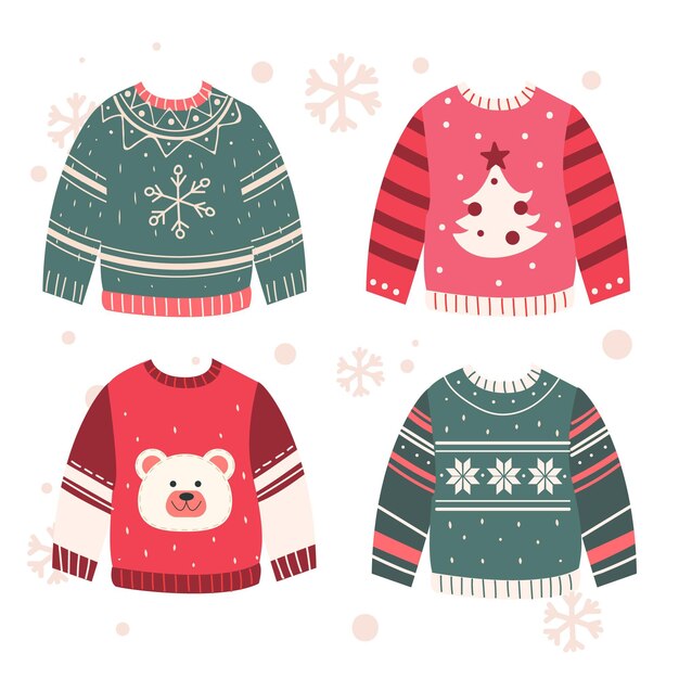 Hand drawn ugly sweater collection