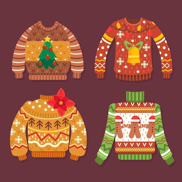 Free Vector hand drawn ugly sweater collection