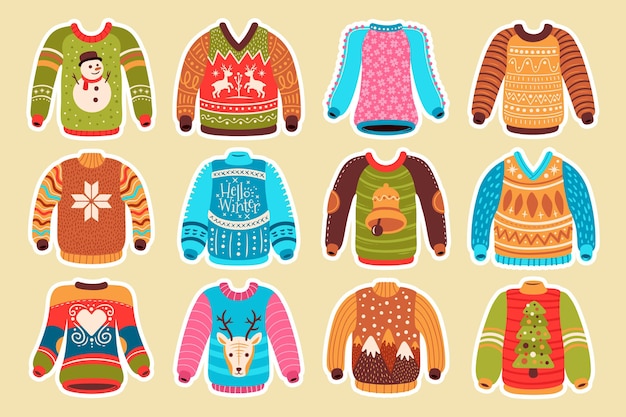 Free vector hand drawn ugly sweater collection