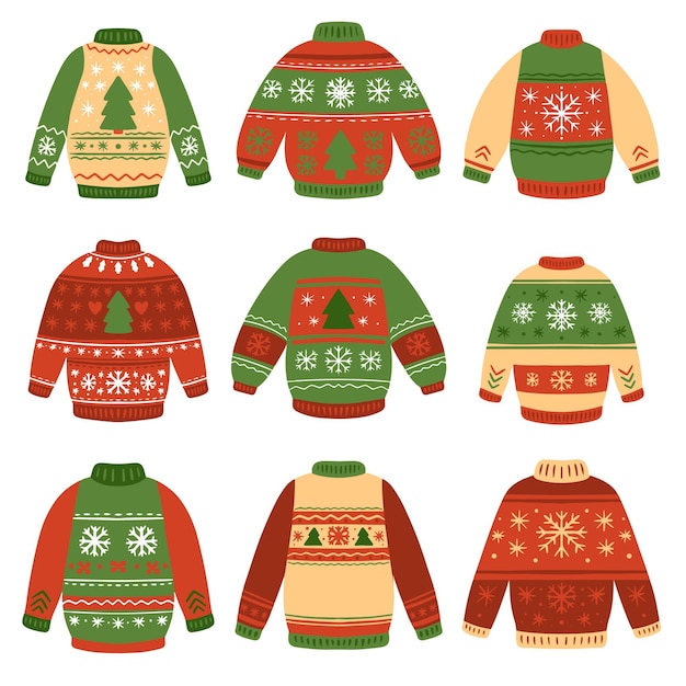 Hand drawn ugly sweater collection