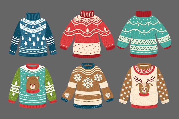 Hand drawn ugly sweater collection