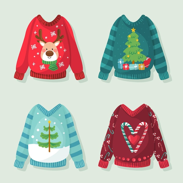 Free Vector hand drawn ugly sweater collection