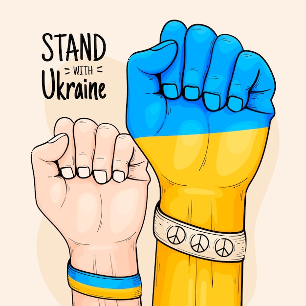 Hand drawn ukraine war illustration