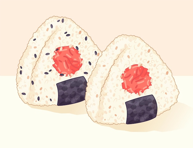 Hand-drawn umeboshi onigiri illustration