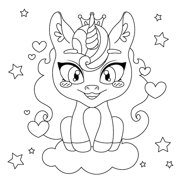 Free vector hand drawn unicorn coloring book illustration