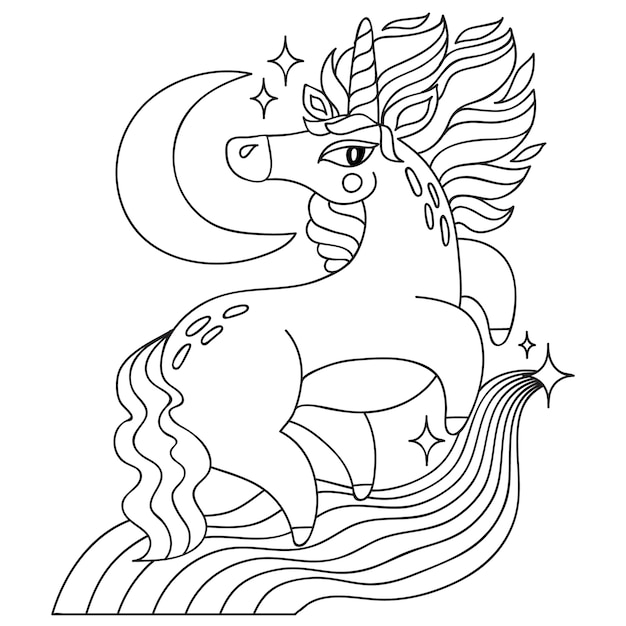 Free vector hand drawn unicorn coloring book illustration