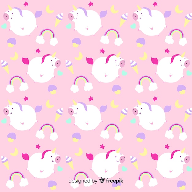 Hand drawn unicorn fantasy pattern