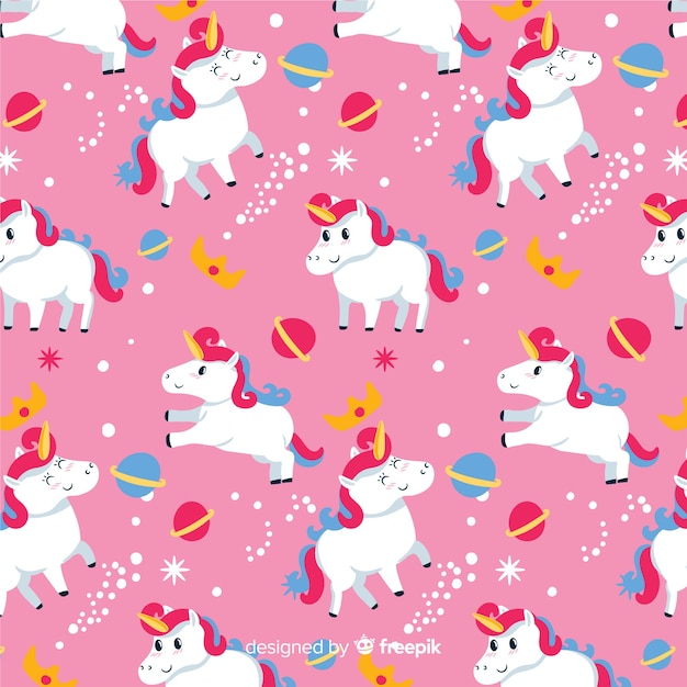 Hand drawn unicorn fantasy pattern