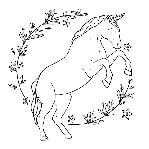 Free vector hand drawn unicorn outline illustration