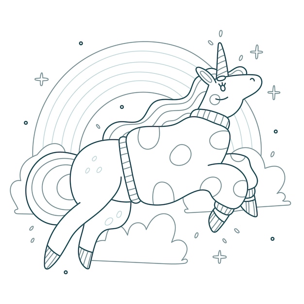 Free Vector hand drawn unicorn outline illustration