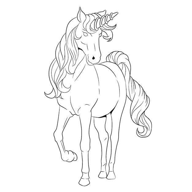 Hand drawn unicorn outline illustration