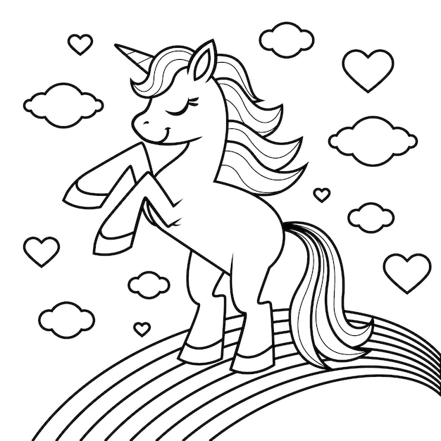 Free Vector hand drawn unicorn outline illustration