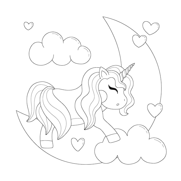 Free vector hand drawn unicorn outline illustration