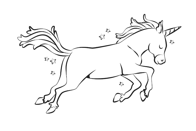 Free Vector hand drawn unicorn outline illustration