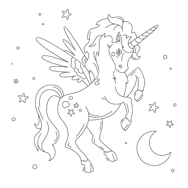 Free vector hand drawn unicorn outline illustration