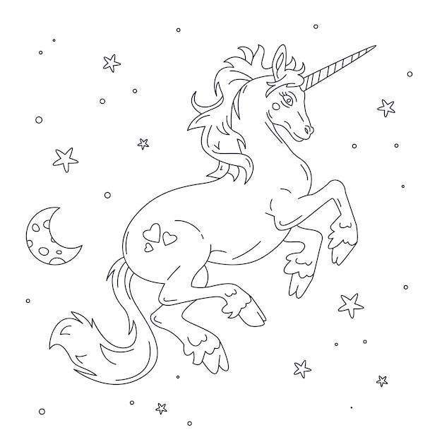 Free Vector hand drawn unicorn outline illustration