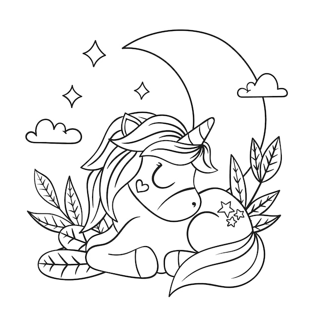 Free vector hand drawn unicorn outline illustration