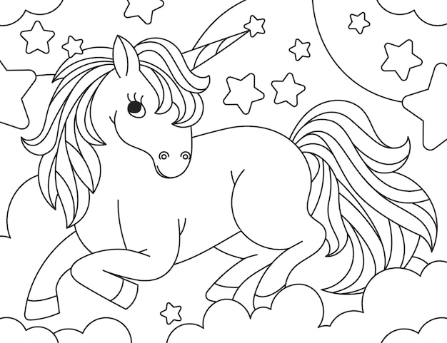 Free Vector hand drawn unicorn outline illustration