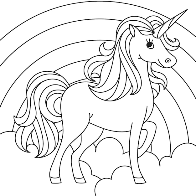 Free vector hand drawn unicorn outline illustration