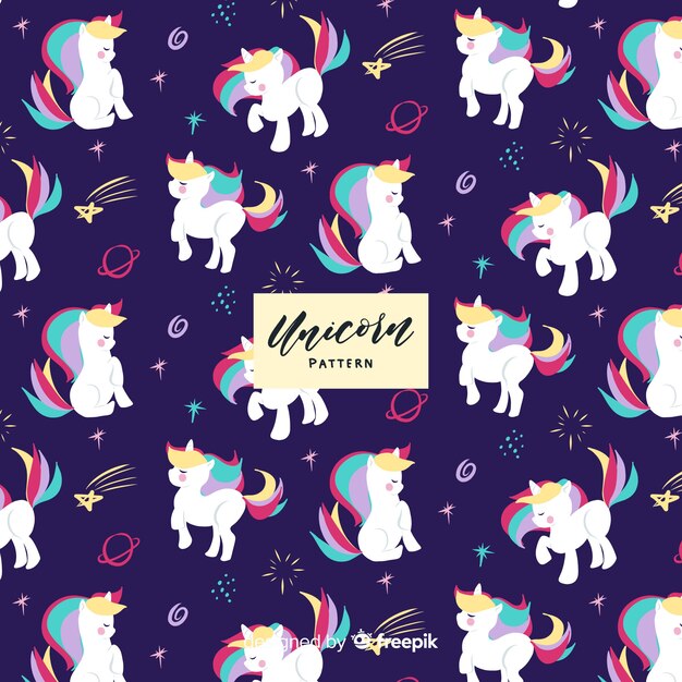 Hand drawn unicorn pattern 