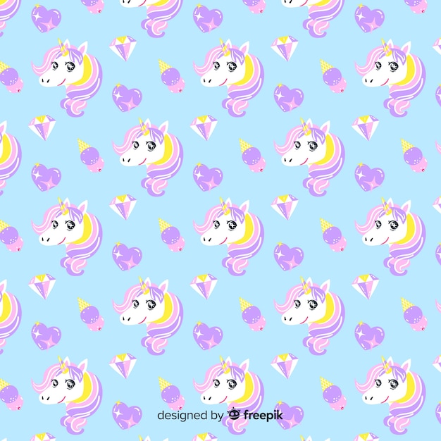 Hand drawn unicorn pattern