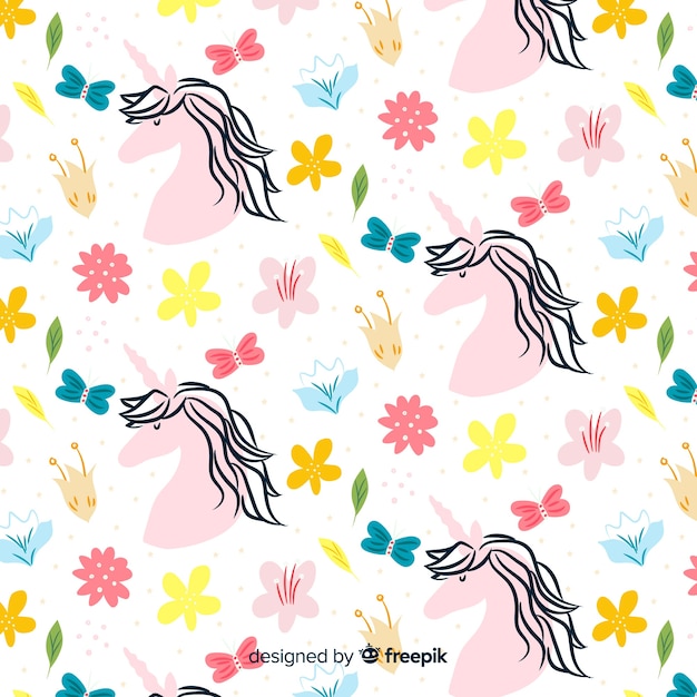 Free vector hand drawn unicorn pattern