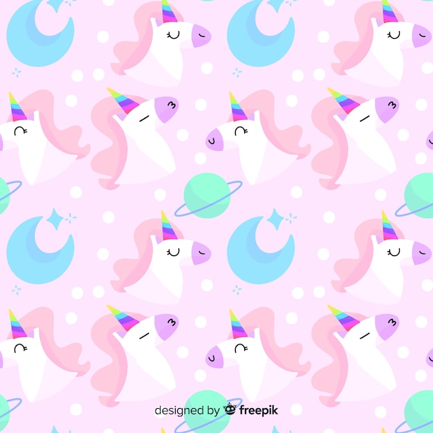 Hand drawn unicorn pattern