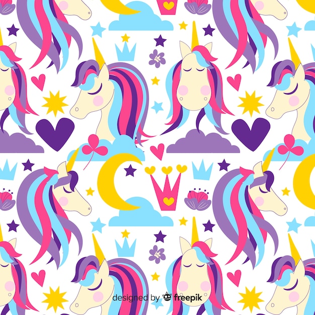 Hand drawn unicorn pattern