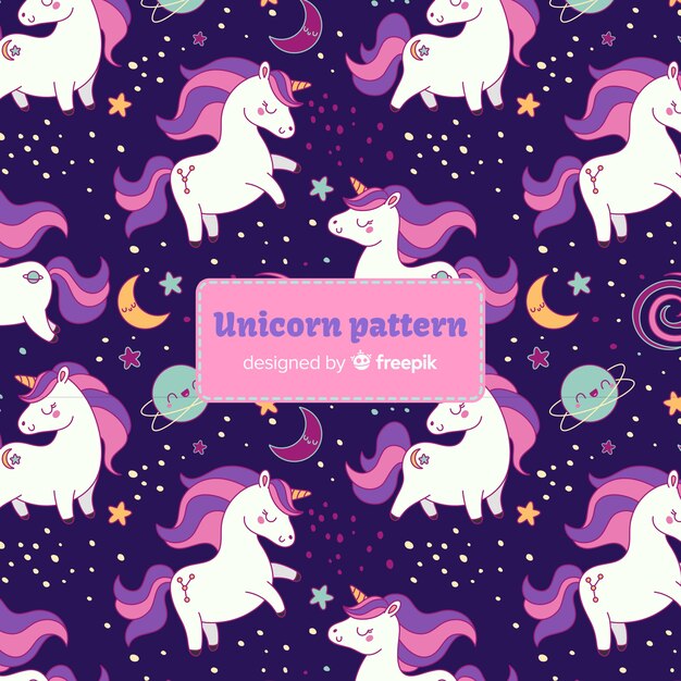 Hand drawn unicorn pattern