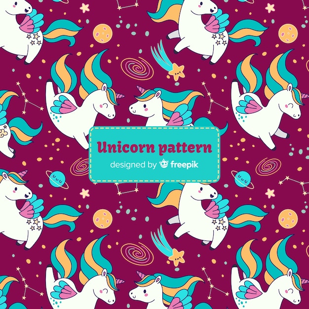 Hand drawn unicorn pattern