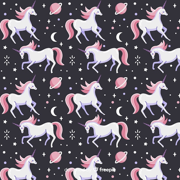 Free Vector hand drawn unicorn pattern