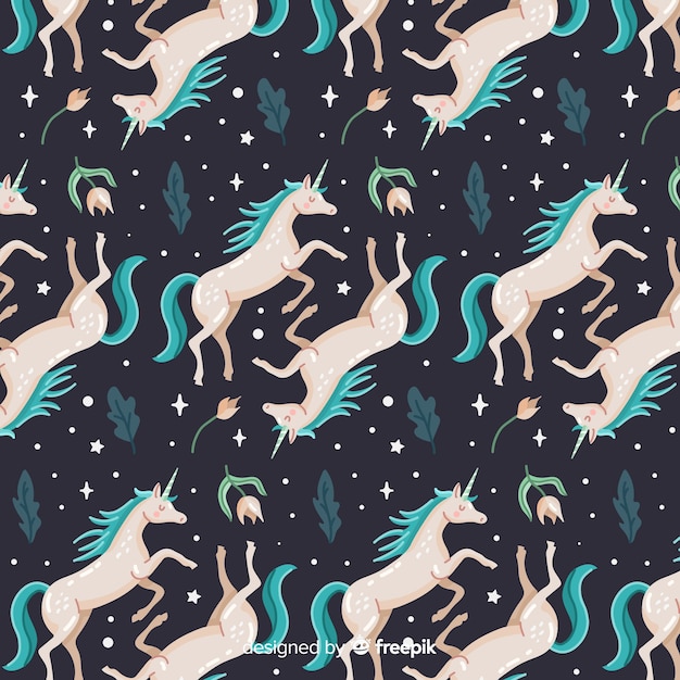 Free vector hand drawn unicorn pattern