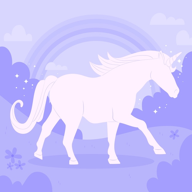 Free Vector hand drawn unicorn silhouette illustration