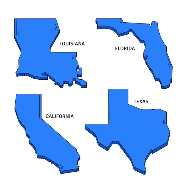 Hand drawn united states outline maps