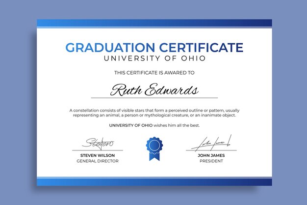 Hand drawn university certificate template