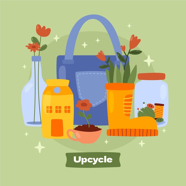 Free vector hand drawn upcycle illustration