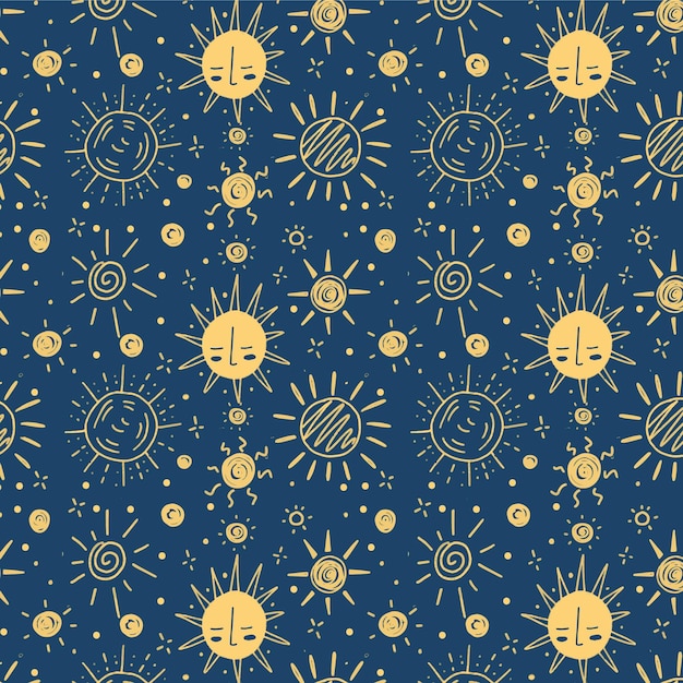 Hand drawn upset sun pattern