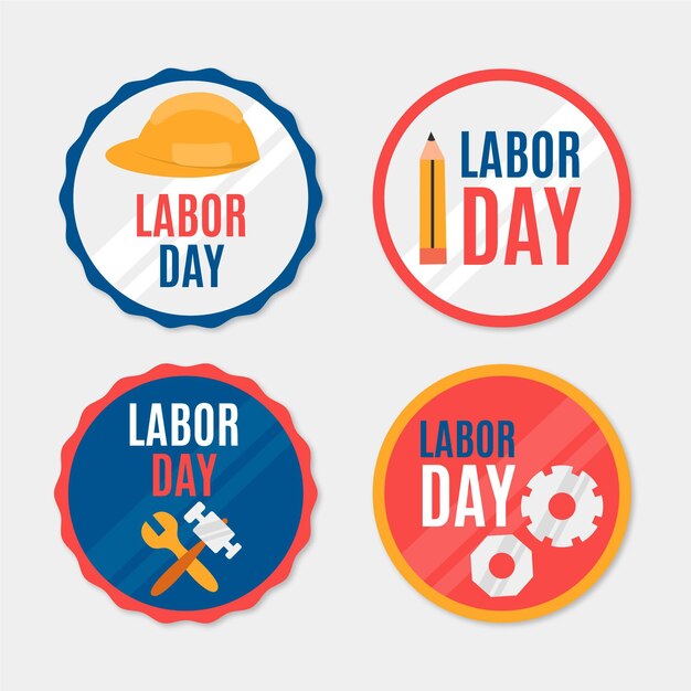 Hand drawn usa labor day badge collection