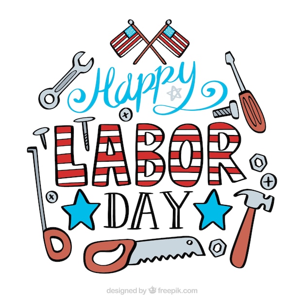 Free Vector hand drawn usa labor day composition