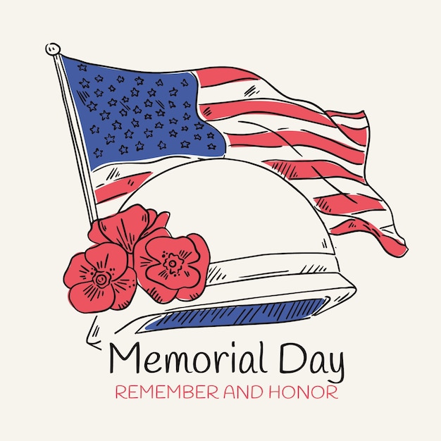 Free vector hand drawn usa memorial day illustration