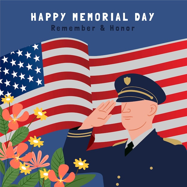 Hand drawn usa memorial day illustration