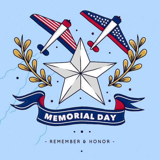 Hand drawn usa memorial day illustration