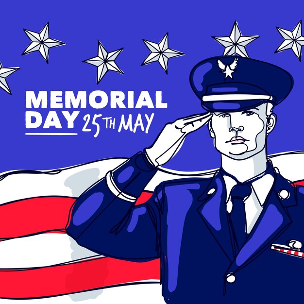 Hand drawn usa memorial day illustration