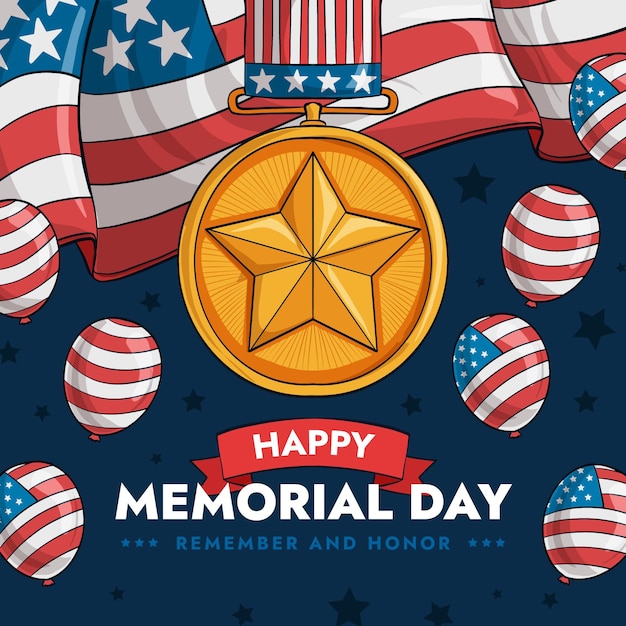 Free vector hand drawn usa memorial day illustration